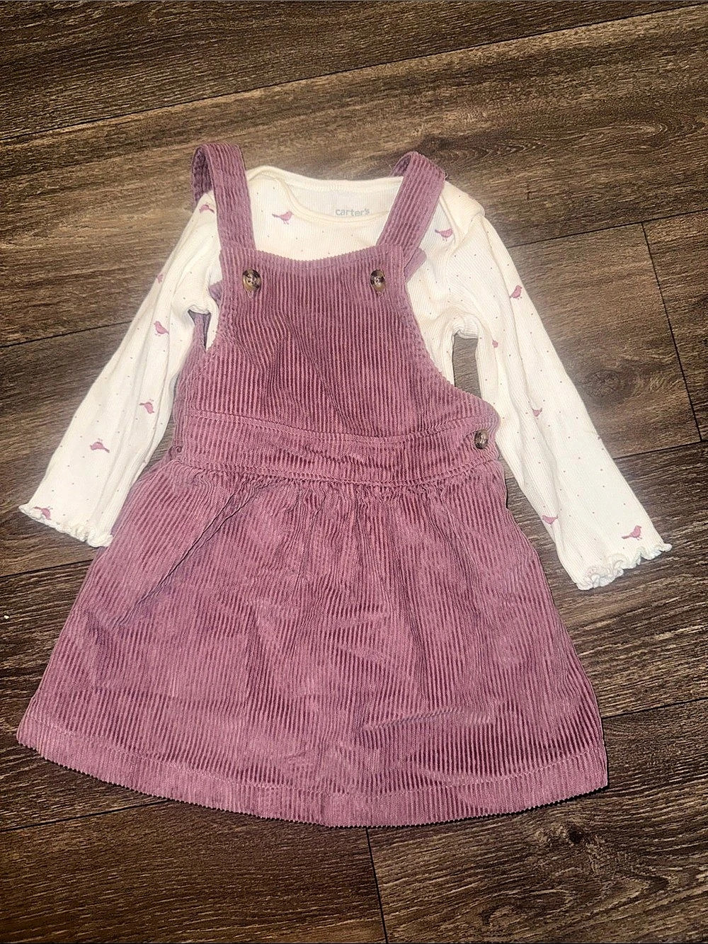 Carter's Baby 18M Purple Corduroy Pinafore Outfit Like New